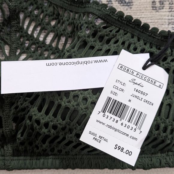 Robin Piccone Sophie Crochet Halter Bikini Top in Jungle Green NWT Size Medium - Picture 5 of 6